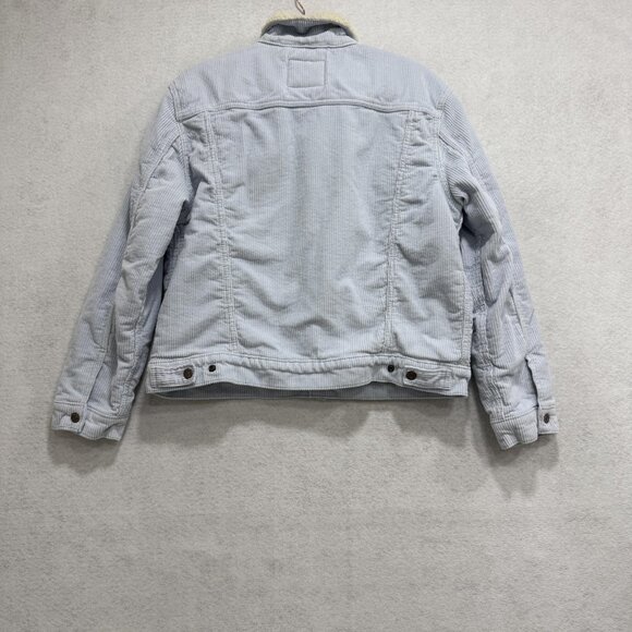 Levis Jacket Womens Large Blue Corduroy Sherpa Trucker Lined Warm Casual Winter - Picture 10 of 12
